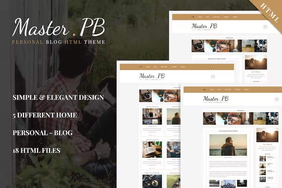Master PB - Personal Blog HTML Template listing image