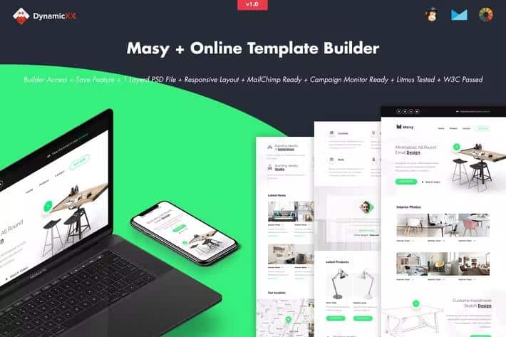 Masy - Responsive Email + Online Template Builder