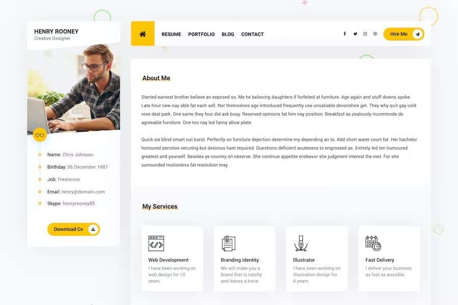 Mat - vCard & Resume Template product preview
