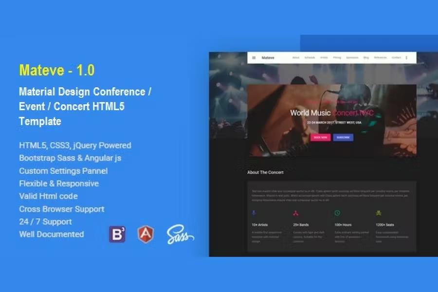 Mateve - Material Design Event   Conference   Concert HTML Template