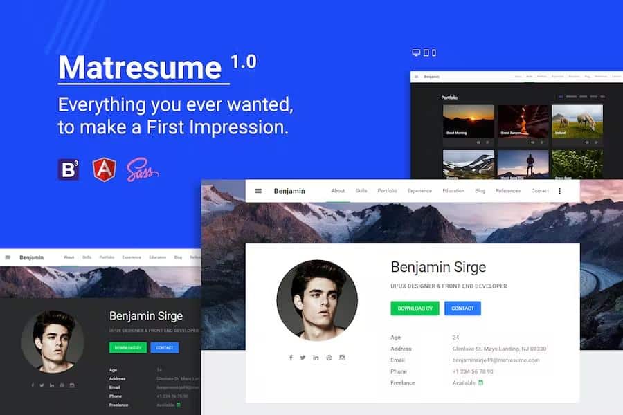 Matresume - Material CV   Resume   vCard   Portfolio Html Template