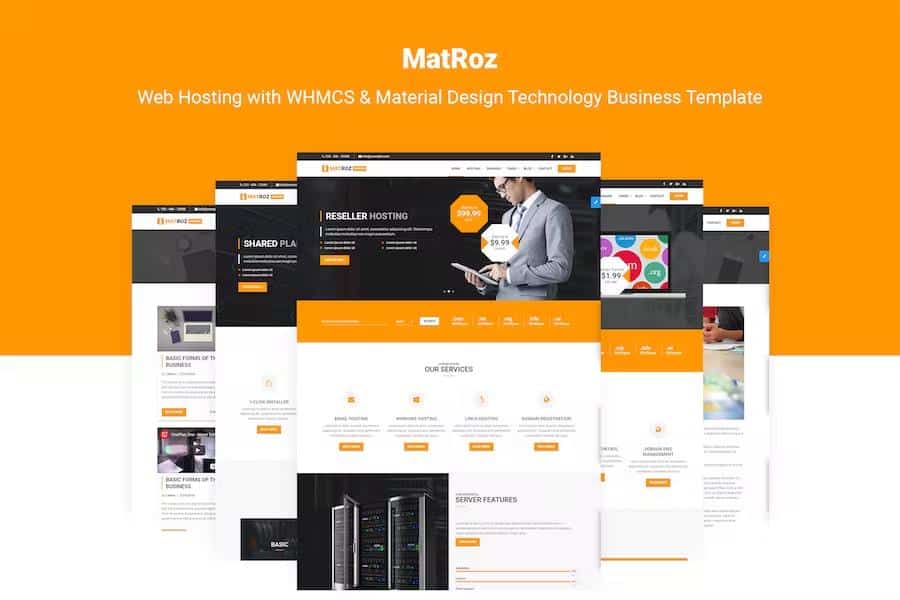 MatRoz - Web Hosting with WHMCS & Material Design Technology Business Template
