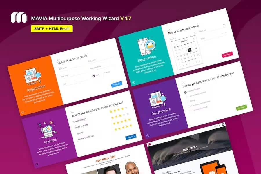 Product preview supplied for Mavia - Register and Multipurpose Form Wizard
