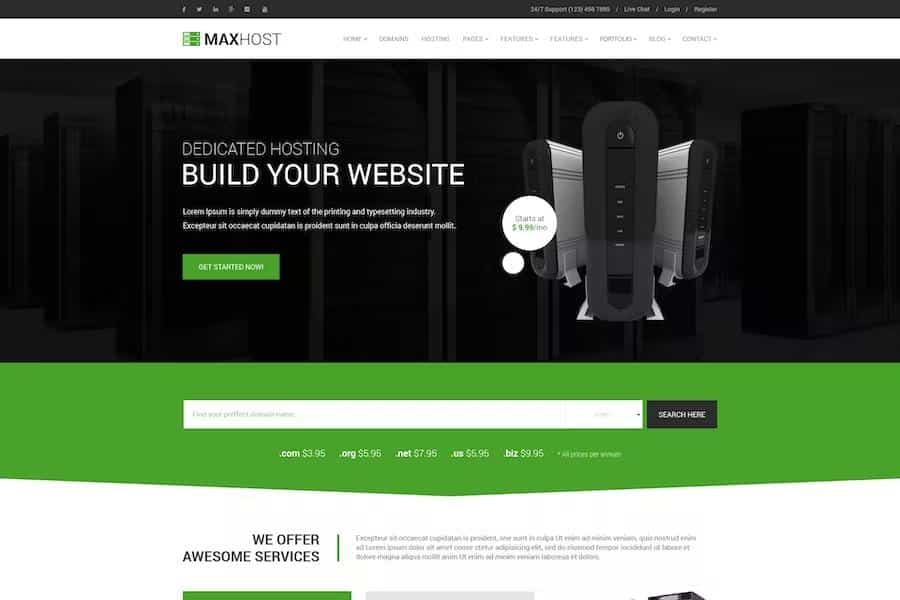Product preview supplied for MaxHot - Professional Web Hosting Responsive HTML5 Template