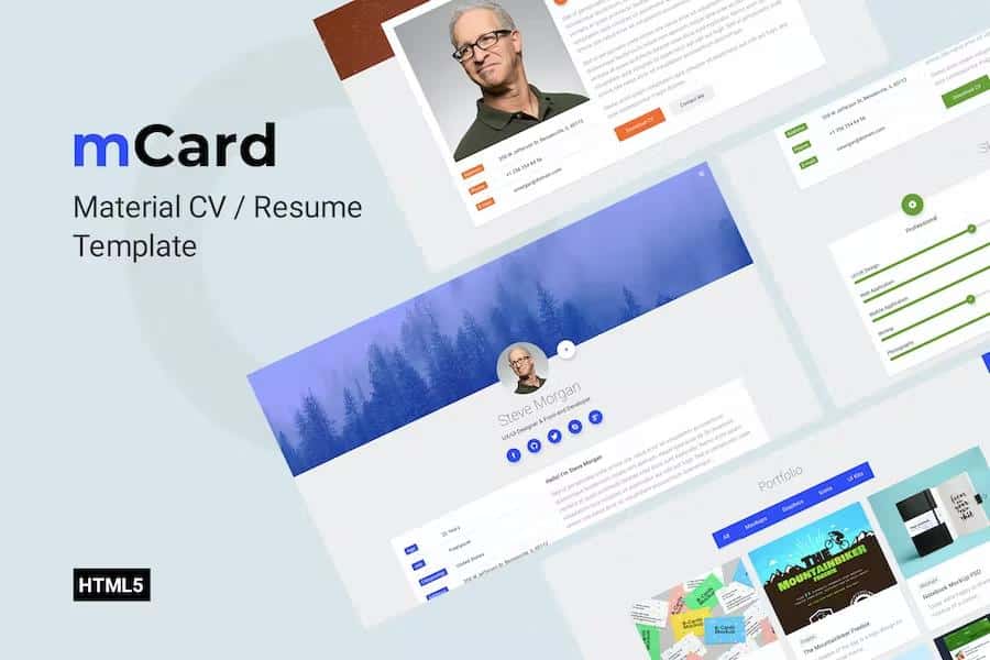 mCard - Material CV Resume HTML Template
