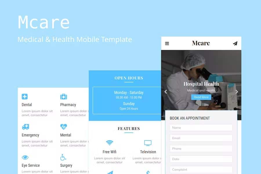 Preview image for Mcare - Medical and Health Mobile Template