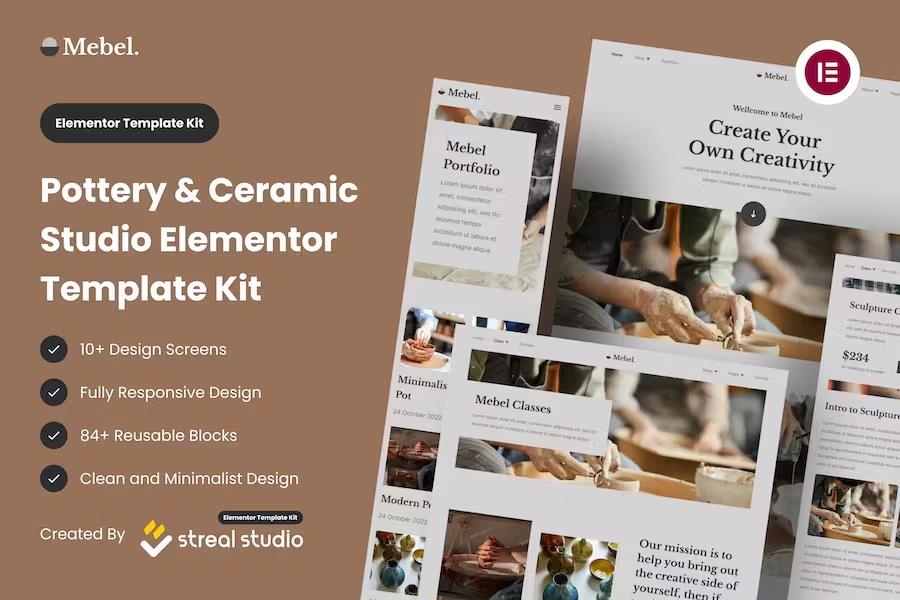 Product preview supplied for Mebel - Pottery & Ceramic Studio Elementor Template Kit