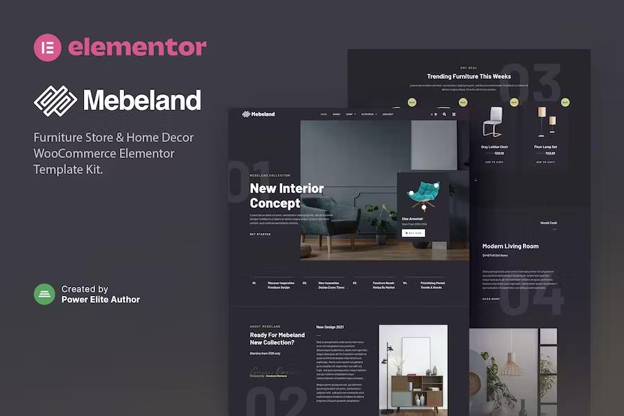 Mebeland – Furniture Store Elementor Pro Template Kit product preview