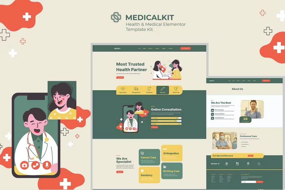 Product preview supplied for Medicalkit - Health & Clinical Care Elementor Template Kit