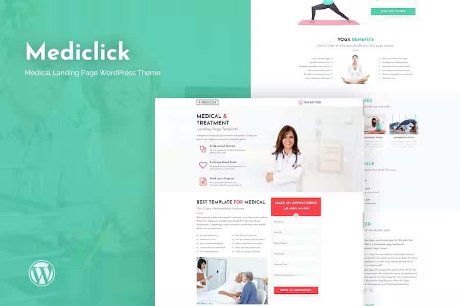 Mediclick - Medical Landing Page WordPress Theme