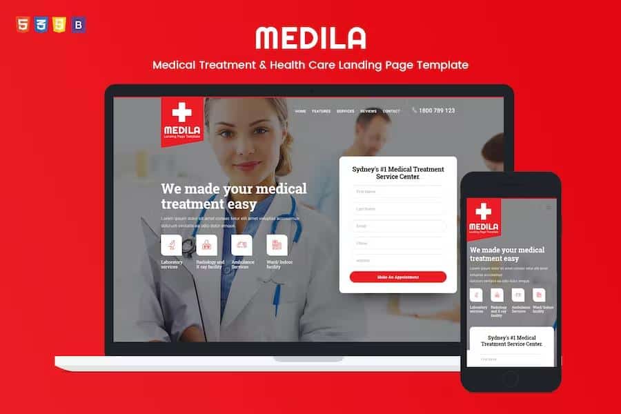 Medila - Medical Treatment & Health Care Landing Page Template