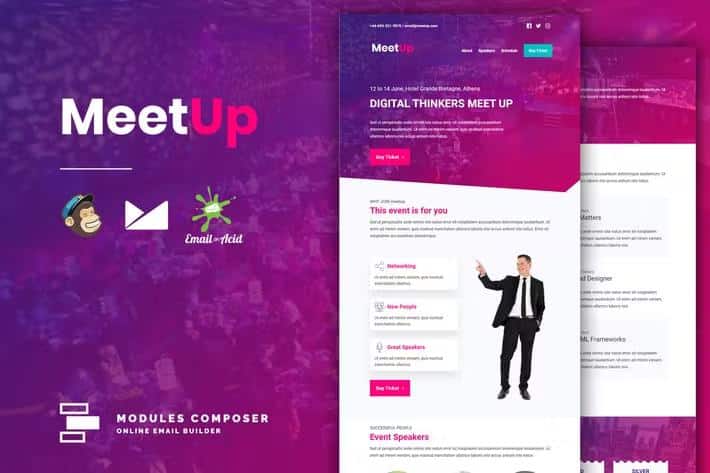 MEETUP - Events Responsive Email Template With Mailchimp Access