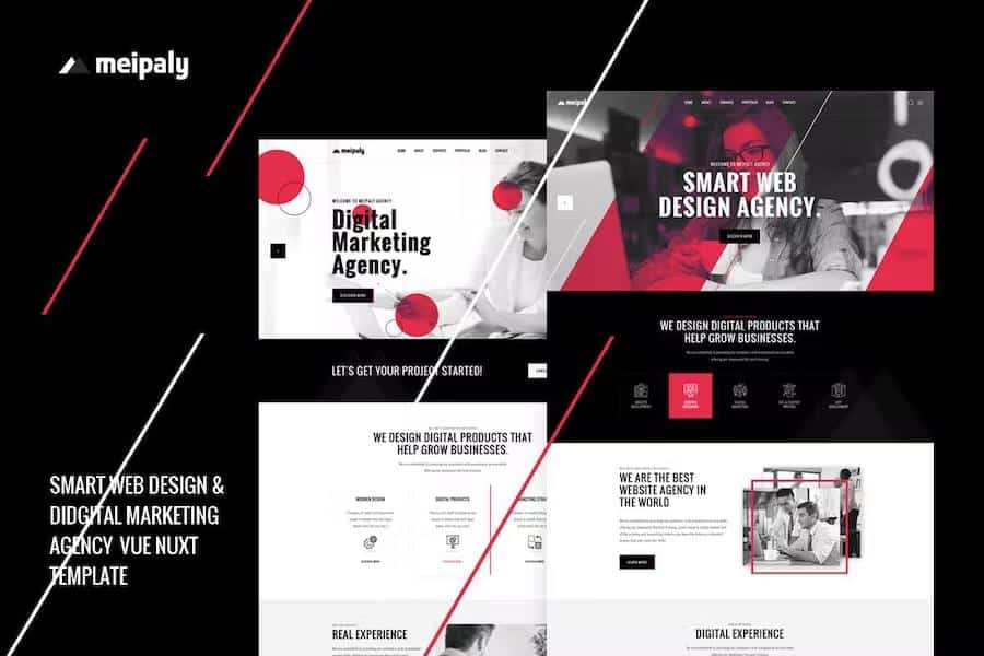 Meipaly - Vue Nuxt Digital Services Agency Template product preview