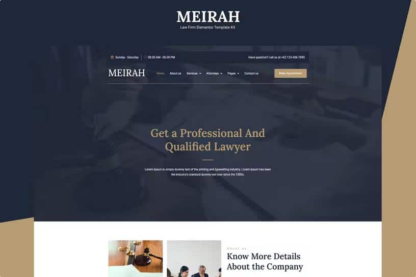 Meirah - Law Firm Elementor Template Kit