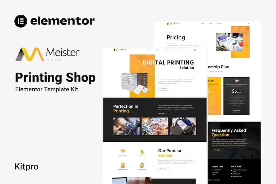 Meister - Printing Shop Elementor Template Kit product preview
