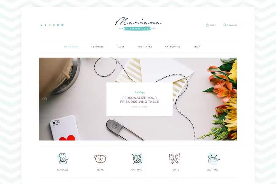 Melania - Handmade Blog & Crafts Shop Artistic WordPress Theme