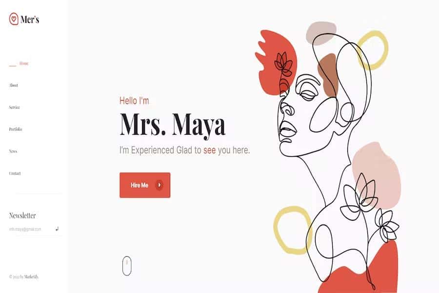 Product preview supplied for Mer's - Personal Portfolio HTML Template
