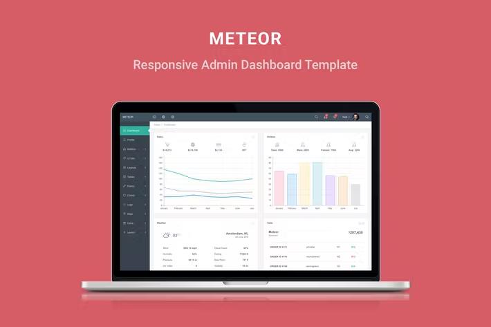 Meteor - Responsive Admin Dashboard Template listing image