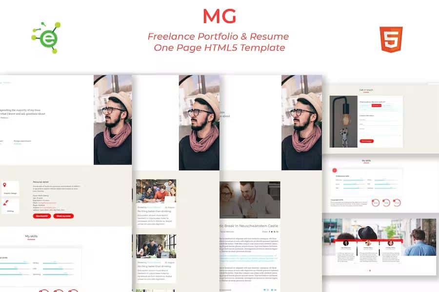 MG - Freelance Portfolio & Resume One Page HTML5 Template