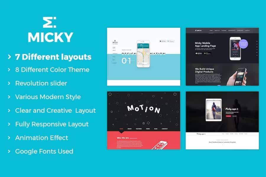 Micky - App showcase Template listing image