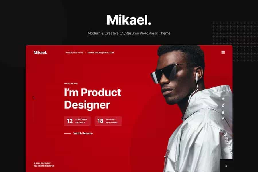 Mikael - Modern & Creative CV Resume WordPress Theme