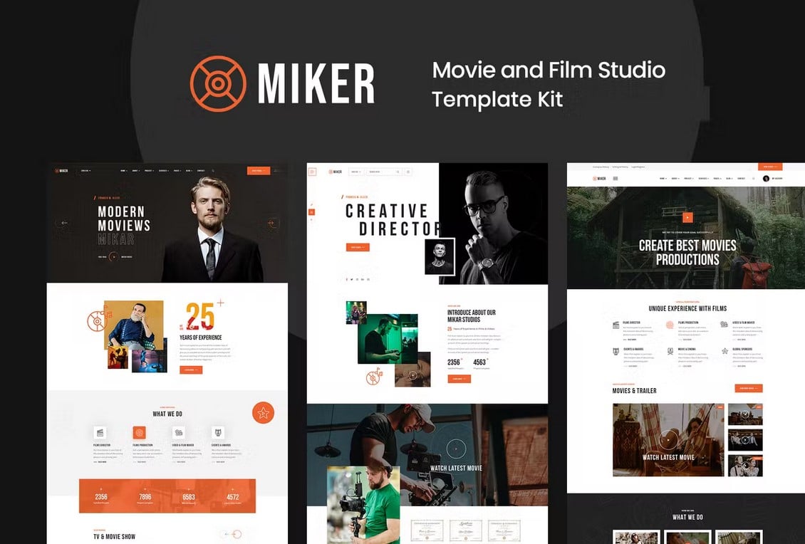 Product preview supplied for Miker - Movie & Film Studio Elementor Template Kit