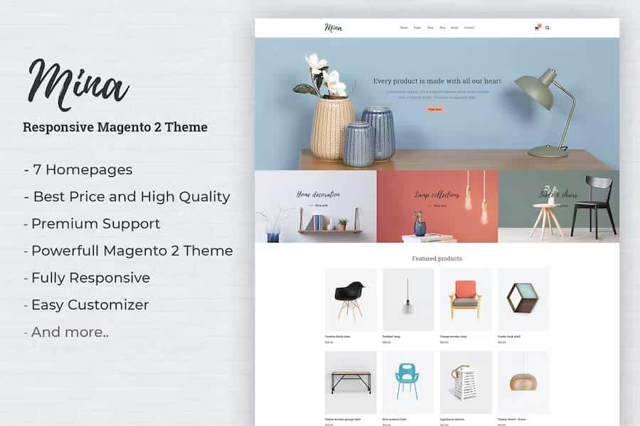 Mina - Responsive Furniture, Handmade Shop Magento 2 Theme listing image