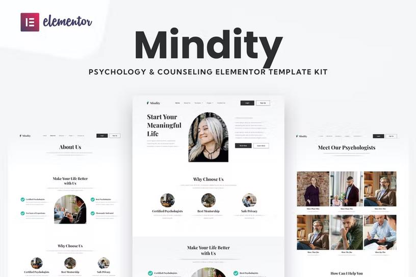 Preview image for Mindity - Psychologist Teraphist Elementor Template Kit