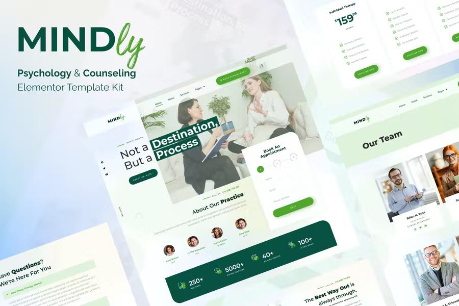Mindly - Psychology, Therapy & Counseling Elementor Template Kit product preview