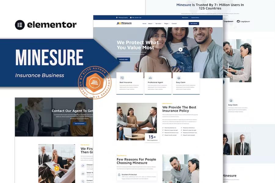 Product preview supplied for Minesure - Insurance Business Elementor Template Kit