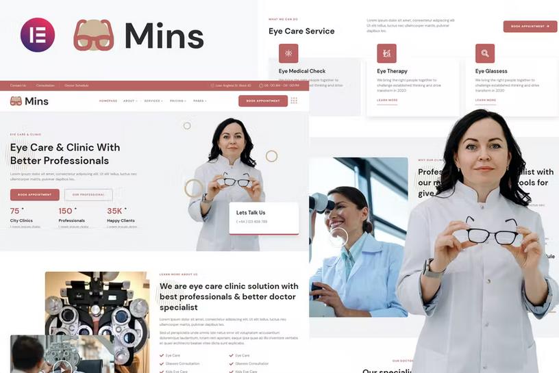 Mins - Eye Care Clinic Services Elementor Template Kit