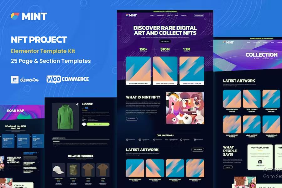 Mint - NFT Projects & Portfolio WooCommerce Elementor Template Kit listing image