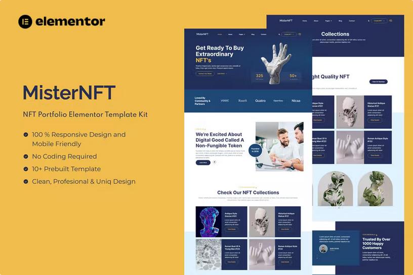 MisterNFT - NFT Portfolio Elementor Template Kit listing image