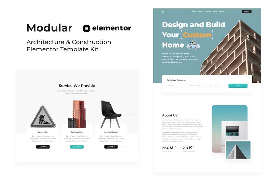Product preview supplied for Modular - Architecture & Construction Elementor Template Kit
