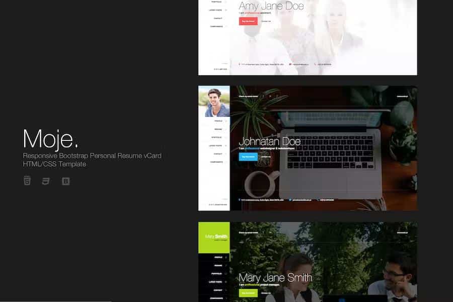 Moje. - Responsive Bootstrap Personal Resume vCard HTML CSS Theme
