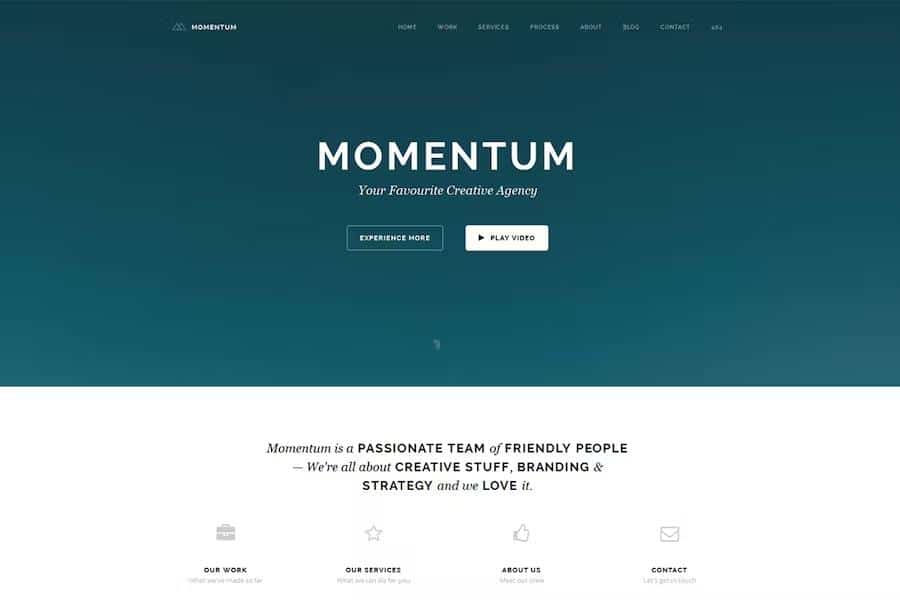 Product preview supplied for Momentum - Simple Creative OnePage Joomla Template