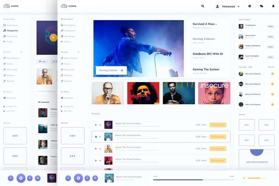 Montu - Social Music Sharing Platform PSD Template