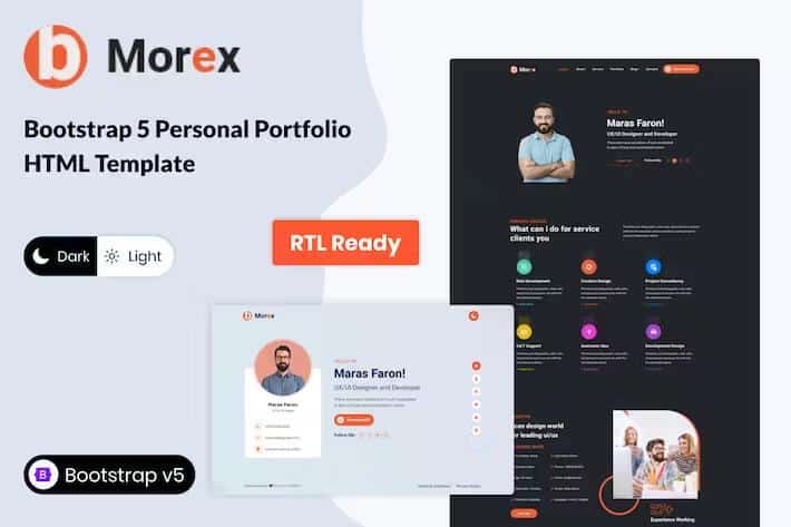 Morex - Bootstrap Personal Portfolio HTML Template listing image