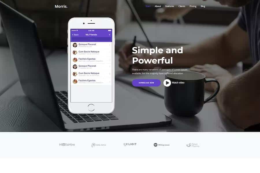 Morris - WordPress App & Product Landing Page