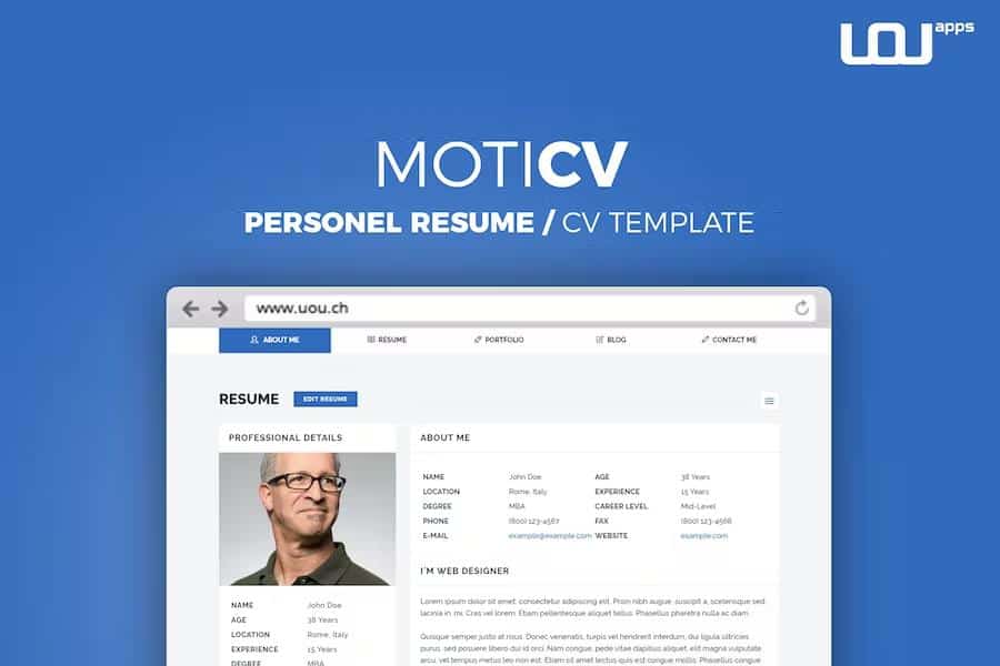 MotiCV - Resume   CV HTML5 Template