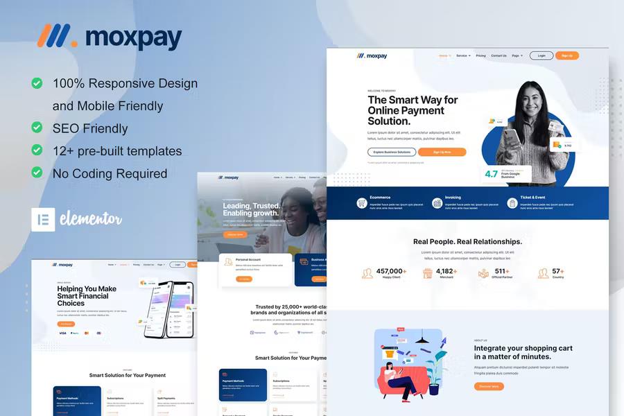 Moxpay - Online Payment Gateway Elementor Template Kit listing image