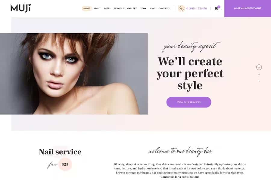 Muji - Beauty Shop & Spa Salon WordPress Theme