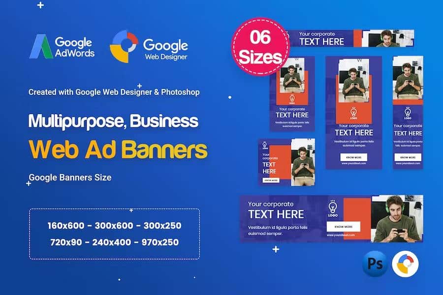 Multi-Purpose Banners HTML5 D67 Ad - GWD & PSD