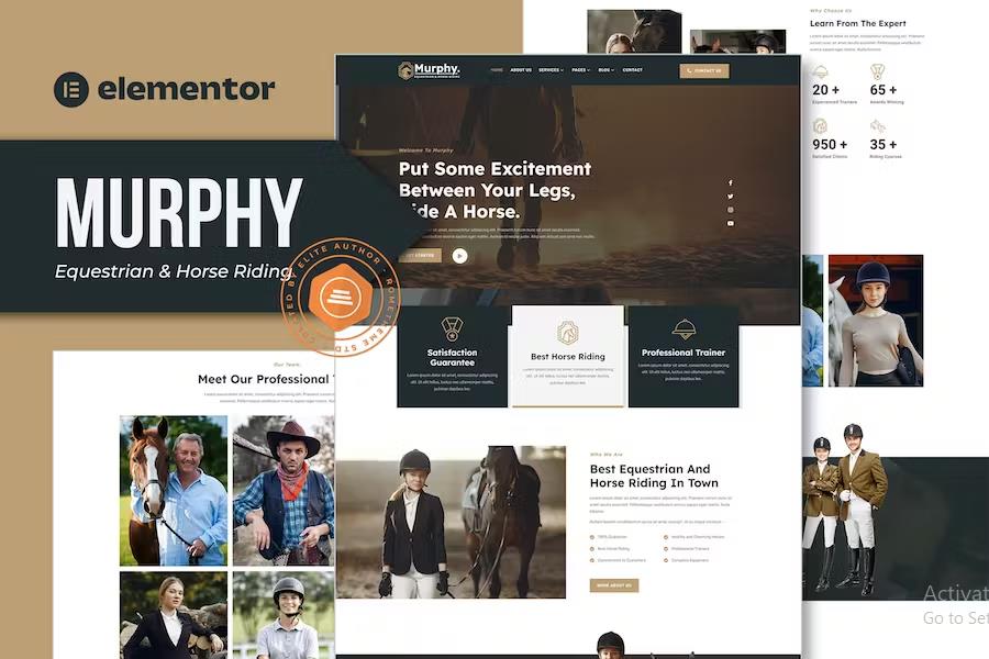 Product preview supplied for Murphy - Equestrian & Horse Riding Elementor Template Kit
