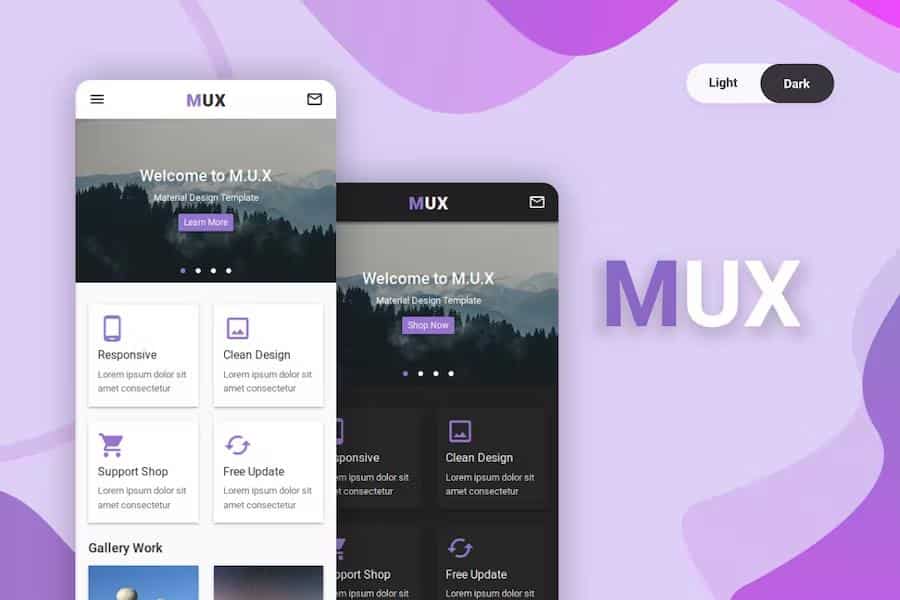 MUX - Material Design Web App UI Kit Mobile Template