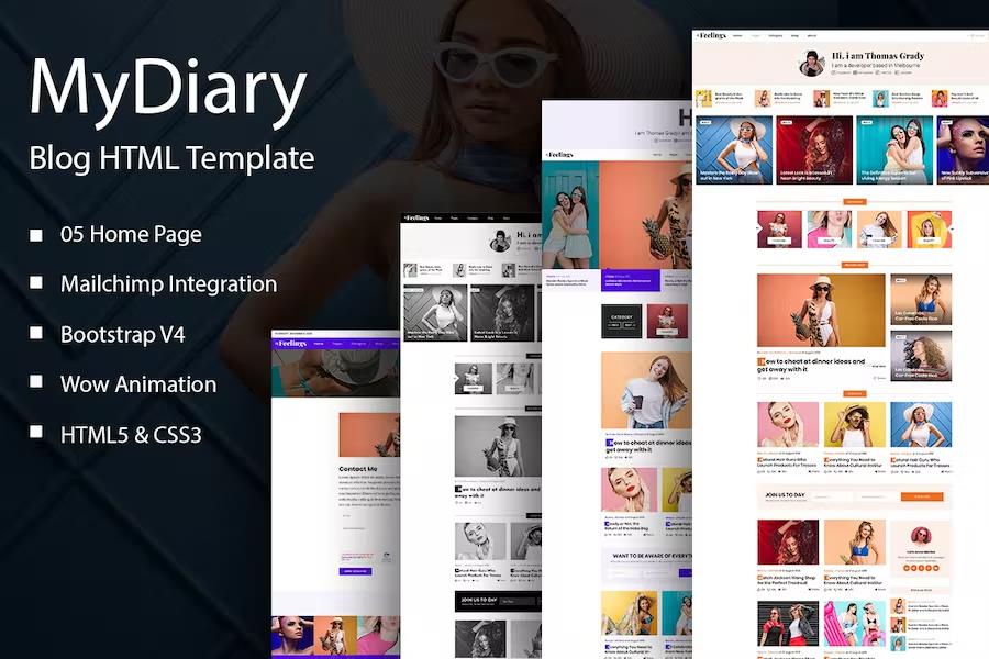MyDiary - Newspaper Magazine & Personal Blog HTML Template