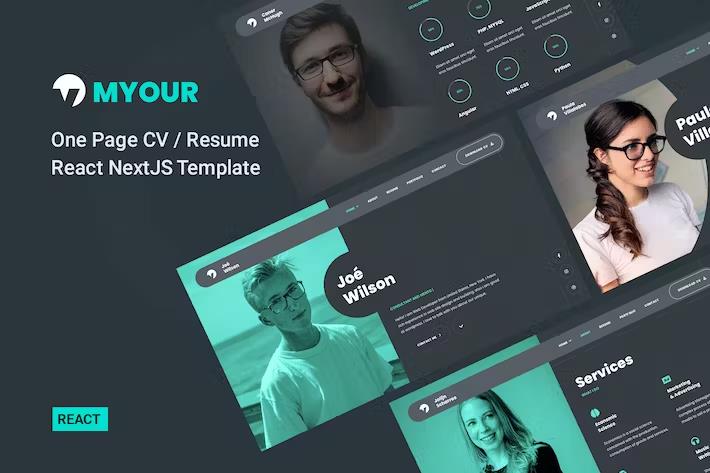 Myour - Personal Portfolio/CV Resume React NextJS product preview