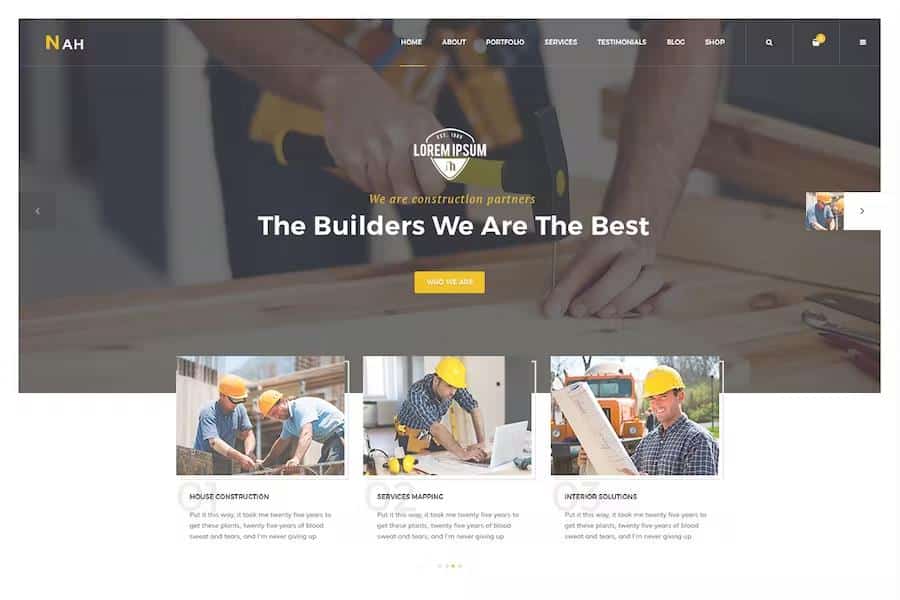 Nah Multipurpose Construction responsive HTML5 Template product preview