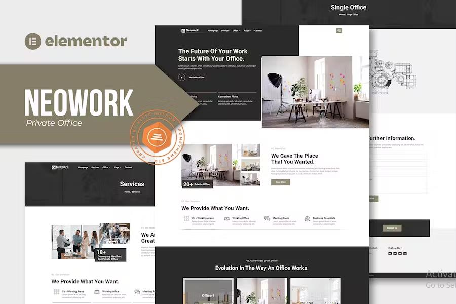 Product preview supplied for Neowork - Private Office  Elementor Template Kit