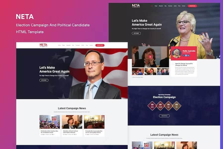 Neta - Election Campaign  And Political Candidate  HTML Template product preview